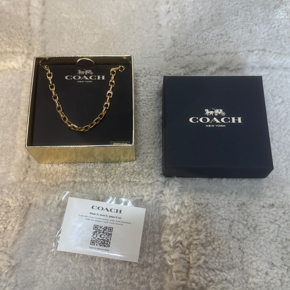 COACH Signature Chain Link Choker Necklace - Picture 3 of 11